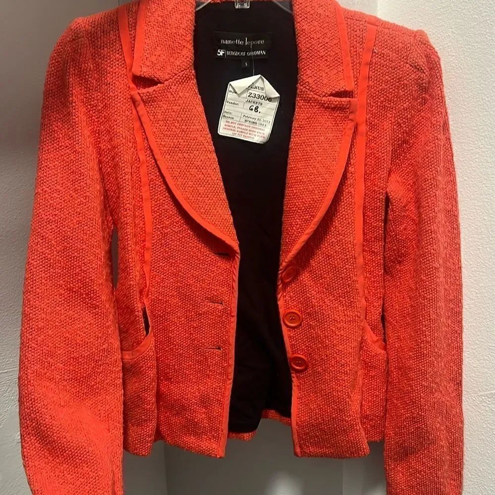 Nanette Lepore Orange Tweed Jacket with Belt - Brand NEW w Tags - Size Small
